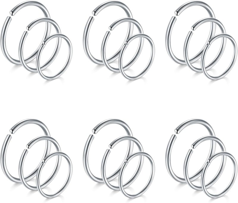 FECTAS Nose Rings Hoops Surgical Steel 18g 20g Gauge 6mm 8mm 10mm 12mm Earrings Piercing Hoops Jewelry for Men Women - Image 1